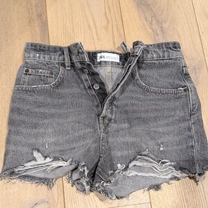 Zara Black Distressed Jean Shorts